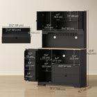 HOMCOM - Armoire de cuisine 64 po avec 3 compartiments et 2 tiroirs - noir-Deux trous pour câbles permettent d’organiser les fils 