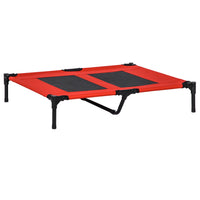 PawHut - Lit surélevé pour chien, lit sur pieds pour chiens taille XL, intérieur extérieur, 36 po L x 30 po l x 7 po H, rouge-La housse en maille respirante garde les animaux au frais 