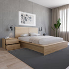 Nexera - Table de nuit à 2 tiroirs James, Chêne Blond Naturel-Conçu et fabriqué au Canada avec des panneaux de particules et des matériaux MDF certifiés CARB II/FSC. Assemblage requis