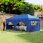 Outsunny - Tente gazébo de réception d'extérieur à pliage facile 10 pi l x 20 pi L - Bleu-Parois latérales avec attaches à scratch pour un montage et un démontage faciles, 4 avec grande fenêtre pour une visibilité maximale