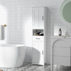 Kleankin - Armoire colonne de salle de bain avec étagère ouverte et tiroir - blanc-Le style moderne s'accorde avec toute décoration intérieure 