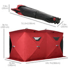 Outsunny - Tente Abri De Pêche Sur Glace Pop-Up 5-8 Personnes - Rouge-Tissu Oxford imperméable 300D 
