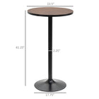 HOMCOM - Table de bar ronde, assemblage facile pour bar à domicile, petite salle à manger - brun-L’acier industriel est recouvert d’une poudre noire mate pour un aspect et un toucher élégants 