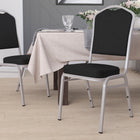 Chaise de banquet HERCULES empilable, dossier couronne, tissu noir, siège épais (2 1/2 po), cadre argenté (FD-C01-S-11-GG)-Siège et dossier rembourrés