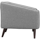Modway - Slide Tissu rembourré Fauteuil - Gris clair-Pattes tachées de noyer foncé
