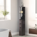 HOMCOM - Armoire de salle de bain étroite avec tiroir et étagères ouvertes - brun-Comprend 2 étagères ouvertes, 2 tiroirs inférieurs et une armoire   