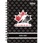 Hilroy - Agenda hebdomadaire/mensuel Hockey Canada 2026-2027, 8 ½ po H x 6 po l, noir-Couverture rigide et durable avec le logo officiel de Hockey Canada