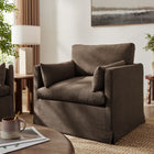Modway - Wellfleet Slipcover Mélange de lin Fauteuil - Cacao-Deux coussins décoratifs
