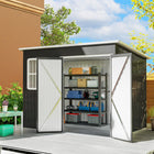 Outsunny - Abri de jardin extérieur 8,5 pi x 6 pi - gris foncé-Les fenêtres transparentes et les aérations améliorent la lumière naturelle et la circulation de l'air
