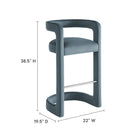 Modway - Winslow Performance Velvet Tabouret de bar - Cadet Blue-Tissu de velours Performance