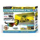 Bell + Howell - Kit de protection solaire et lunettes de soleil Tacvisor anti-éblouissement, polarisé HD et anti-UV pour pare-brise-Filtrage polarisé anti-éblouissement: lunettes anti-reflets + pare-soleil jour/nuit avec technologie polarisée pour réduire l’éblouissement du soleil, phares et reflets