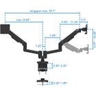 Mount-It! - Support double pour écrans à usage intensif avec bras à ressort à gaz, compatible avec des écrans jusqu'à 35 pouces-Capacité de charge : de 2 kg à 20 kg par écran