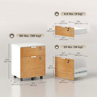 HOMCOM - Classeur 2 tiroirs format lettre/A4 avec serrure, roulettes et barres de suspension - bois naturel-Panneau de particules revêtu de mélamine pour un nettoyage facile 
