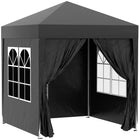 Outsunny - Tente auvent pliante 6.6 pi l x 6.6 pi L pour extérieur - jardin - patio - Noir-Tente de fête 6,6 x 6,6 po avec 4 parois amovibles, idéale pour les événements extérieurs comme les BBQ, marchés aux puces et plus encore