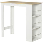 HOMCOM - Table de bar moderne pour cuisine, salle à manger, salon - blanc-L'étagère à 3 niveaux offre un espace de rangement généreux pour garder les objets à portée de main 