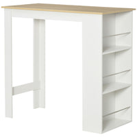 HOMCOM - Table de bar moderne pour cuisine, salle à manger, salon - blanc-L'étagère à 3 niveaux offre un espace de rangement généreux pour garder les objets à portée de main 
