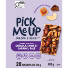 Pick Me Up Provisions - Barre aux noix Chocolat noir - 20 g - Caramel salé - Paquet de 20-20 barres emballées individuellement par boîte (20 g par barre)