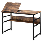 HOMCOM - Table à dessin réglable avec étagère de rangement - 47,25 po L x 23,5 po l x 29,5 po H - brun rustique-Le design simple en couleur naturelle convient aux environnements robustes, au bureau à domicile, à l'appartement, etc. 