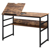 HOMCOM - Table à dessin réglable avec étagère de rangement - 47,25 po L x 23,5 po l x 29,5 po H - brun rustique-Le design simple en couleur naturelle convient aux environnements robustes, au bureau à domicile, à l'appartement, etc. 