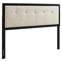 Modway - Draper Touffe Tissu et bois Tête de lit King, Noir beige-Tête de lit King rembourrée