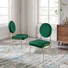 Modway - Craft Performance Velvet Fauteuils d’accompagnement à manger Ensemble de 2 - Vert Or-Rembourrage en mousse dense