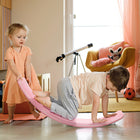 Qaba - Planche d’équilibre 32,3 po, jouet d’apprentissage préscolaire Montessori Waldorf - rose-Améliore la posture et la force centrale des enfants, ainsi que leur coordination et leur sens visuel 