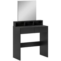 HOMCOM - Coiffeuse avec miroir - 29,5 po L x 15 po l x 53,1 po H - noir-Grand miroir durable sans cuivre offrant des reflets clairs 