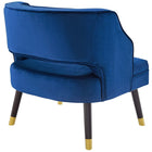Modway - Traipse Bouton à dos ouvert touffé Performance Velvet Fauteuil - Marine-Rembourrage en mousse dense