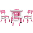 Qaba - Ensemble table et chaises à hauteur réglable pour tout-petits (5 pièces) - Rose-La hauteur de la table réglable s'étend sur sept niveaux pour les enfants en pleine croissance  