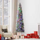 HOMCOM - Arbre de Noël artificiel de 9 pi avec lumières - arbre de Noël floqué-La neige artificielle pulvérisée crée un aspect festif et hivernal 