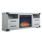 Manhattan Comfort - Ensemble de 2 cheminées modernes Richmond 60 po - Noir et gris-Cheminée électrique avec télécommande pour modifier l'effet de lueur et la chaleur. Contrôle de la flamme sur 3 niveaux : faible, moyen, élevé. L'apparence de la cheminée varie d'une faible lueur des bûches à une forte lueur des bûches