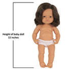 Miniland Educational - Poupée bébé 15 po anatomiquement correcte - Fille de race blanche - Brune-Idéal pour enseigner les compétences sociales