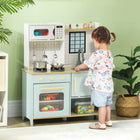 Qaba - Cuisine de jeu pour enfants avec cuisinière, micro-ondes, four, boutons rotatifs - bleu-Boutons rotatifs simulant de vraies interactions en cuisine 