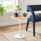 Modway - Lippa Rond de 20 po Bois Table d’appoint - White Natural-Socle métallique résistant aux éclats