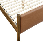 Modway - Maven Grandeur nature Cuir végétalien rembourré Lit de plateforme, Noyer Tan-Capacité de poids : 794 lb.