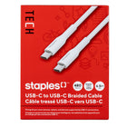 Staples - TECH Câble de chargement USB-C vers USB-C - 6,5 pi - blanc-Câble de chargement USB-C vers USB-C de 6,5 pi (2 m) qui transfère les données à des vitesses allant jusqu’à 480 Mb/s