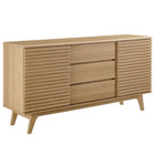 Modway - Render Table buffet de buffet de 63 po ou Meuble TV, Chêne-Présentoir buffet de buffet du milieu du siècle