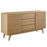 Modway - Render Table buffet de buffet de 63 po ou Meuble TV, Chêne-Présentoir buffet de buffet du milieu du siècle