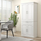 HOMCOM - Armoire de cuisine 72 po avec tiroir et étagères ajustables - blanc-2 étagères avec un système de rangement à 4 niveaux offrent beaucoup d'espace pour ranger la vaisselle, les casseroles, les poêles et les produits secs 