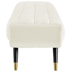 Modway - Adept Performance Velvet Banc - Ivoire-Cadre en bois de bouleau noir écarté
