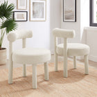 Modway - Toulouse Tissu Boucle Chaise à manger - Ivoire - Ensemble de 2-Rembourrage en mousse dense