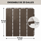 MotionGrey - Dalles de terrasse extérieures  à 4 lattes, emboîtables et imperméables, pour patio, balcon et jardin - Brun - ensemble de 20 pièces-Format emboîtable permettant de relier les dalles pour former une surface continue