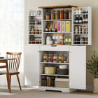 HOMCOM - Armoire de garde-manger de cuisine style ferme 72 po - blanc-Un tiroir intérieur dissimulé range proprement les couverts tout en conservant un aspect soigné 