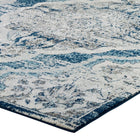 Modway - Entourage Médaillon vintage fleural vintage Malia Tapis de 5 pi l x 8 pi L - Ivoire et bleu-Haute densité / Tissé à la machine