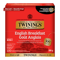 Twinings - Sachets de thé noir Goût Anglais - paquet de 100-Préparé avec des thés noirs soigneusement sélectionnés et mélangés pour créer une saveur douce et corsée