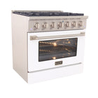 Kucht - 36 po Série KNG Cuisinière Pro Style au gaz naturel - Acier inoxydable/Blanc-Allumage électronique avec rallumage automatique réduisant les risques de fuites de gaz pour plus de sécurité