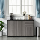 HOMCOM - Buffet latéral haute brillance 46,1 po L avec 2 tiroirs - gris et noir-Comprend 2 tiroirs, des armoires à 2 portes et un plateau supérieur plat 