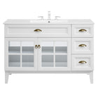Modway - Isle 48" Armoire à coiffeuse de salle de bain - Blanc blanc-Comptoir intégré