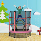 Outsunny - Trampoline pour enfants avec filet de protection - 55" de diamètre - Rose-Construit avec un cadre en métal solide et un tapis de saut en PP 