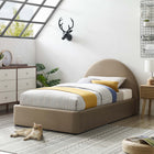 Modway - Resort Performance Velvet Lit jumeau rond voûté, Taupe-Rembourrage en mousse dense